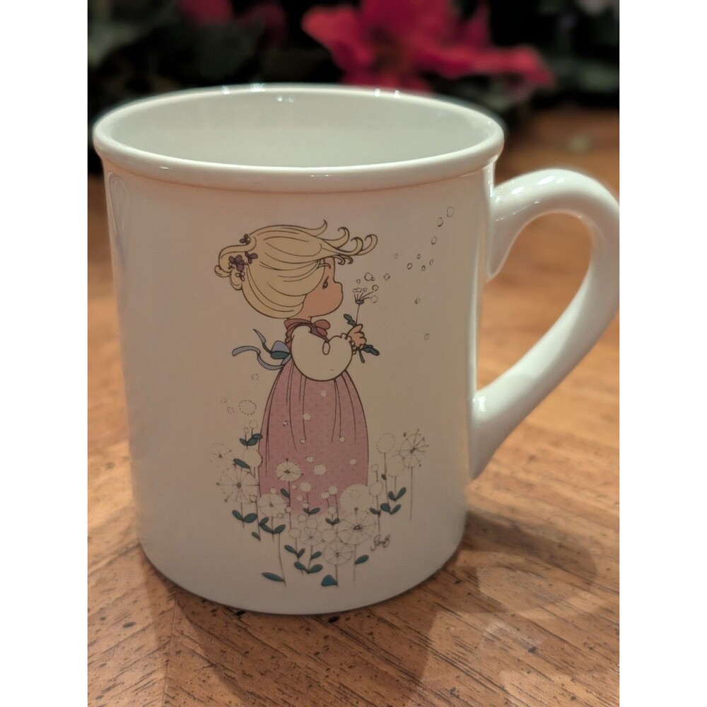Vintage 1994 Precious Moments Mug "Mom You’re A Wish Come True" Dandelion Girl
